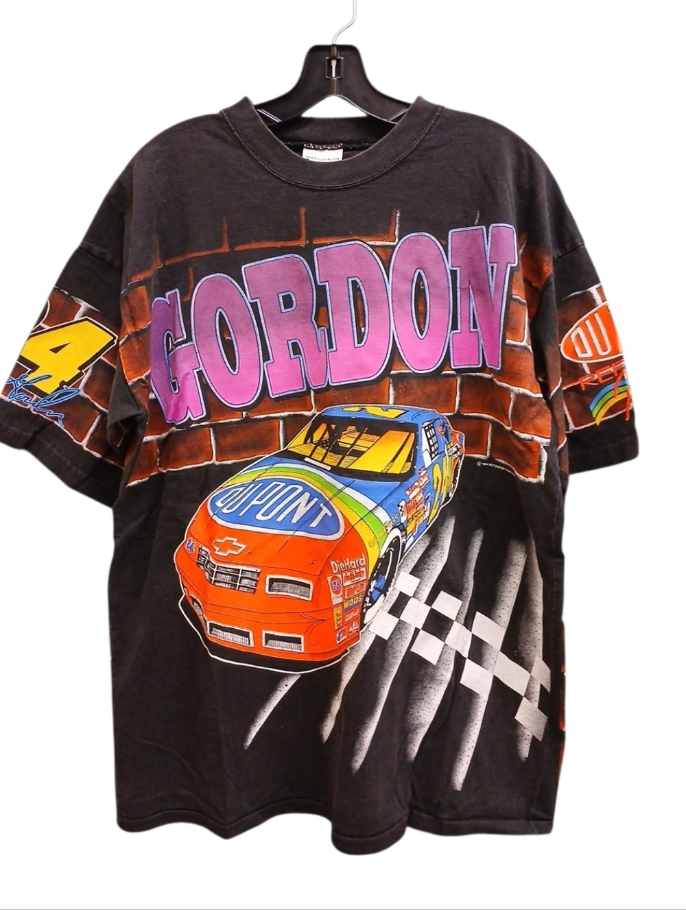 Vintage DuPont Nascar Jeff Gordon Black Short-Sleeve Tee Race Car Graphic Large